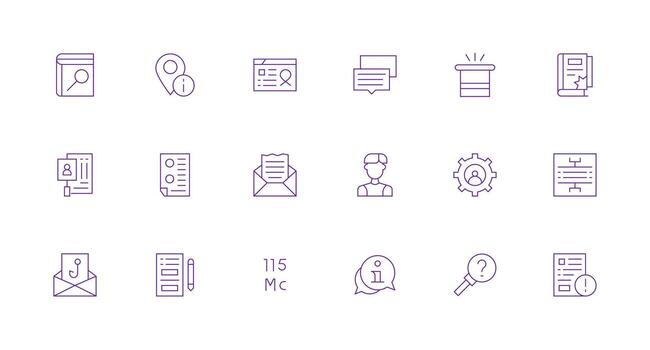 18 mínimo línea estilo íconos desde informacion colección interfaz icono colección para diario proyectos vector