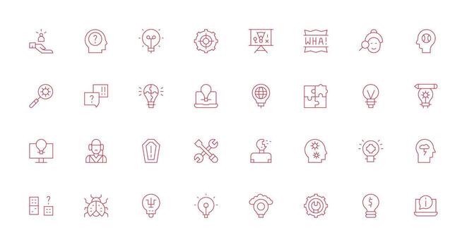 problema resolviendo visual paquete conteniendo 32 Delgado línea íconos núcleo icono colección para diario Tareas vector