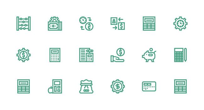 Budgeting Set with 18 Strong Stroke Line Icons Reusable Icon Set vector