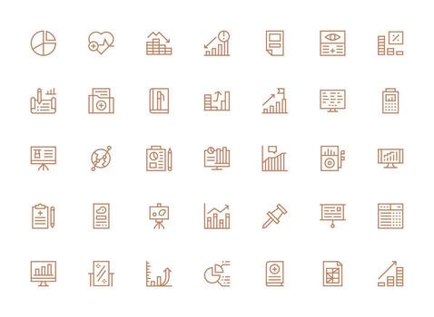 35 regular limpiar línea vectores para gráfico tema todas dispositivo compatible icono conjunto