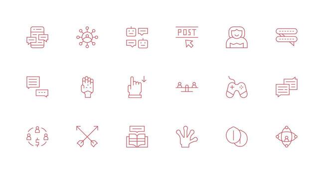 Minimal Line Style Interaction Icons with 18 Vectors UI and UX Focused Icon Collection