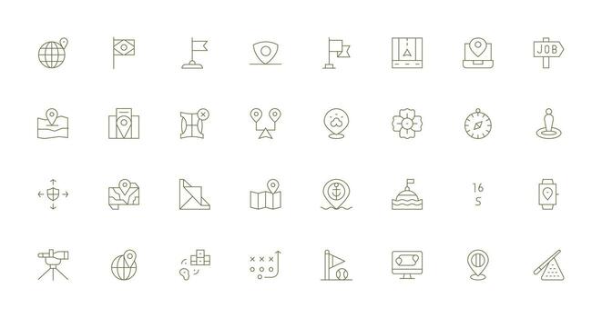 posición diseño íconos presentando 32 en Delgado línea estilo rápido acceso íconos para ui desarrollo vector