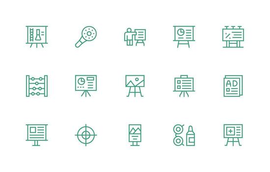 Regular Line Style Visual Aid Icons with 15 Vectors Display Icon Pack