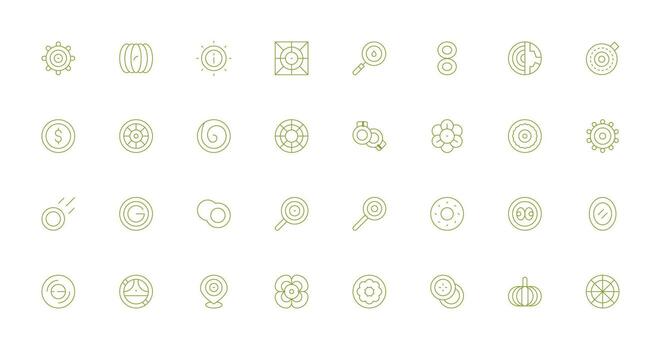 Thin Line Style Concentric Icons with 32 Vectors Full Icon Library for UI Designers