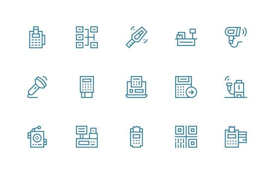15 Regular Line Designs for Scanner Icons Icon Set for Projects vector