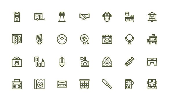 28 negrita línea íconos para compacto gráficos multi-estilo íconos para creativo proyectos vector