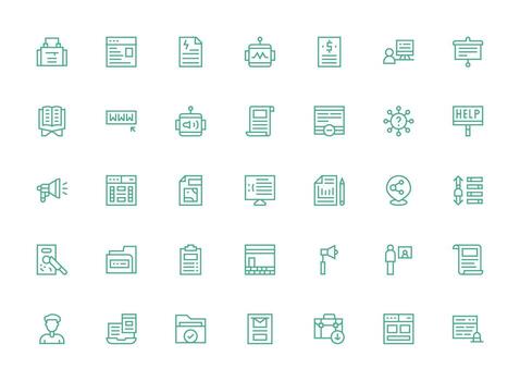 información conjunto con 35 regular limpiar línea íconos pulcramente diseñado íconos para web plataformas vector