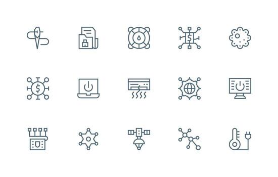 sistema icono colección con 15 regular línea diseños web icono colección vector