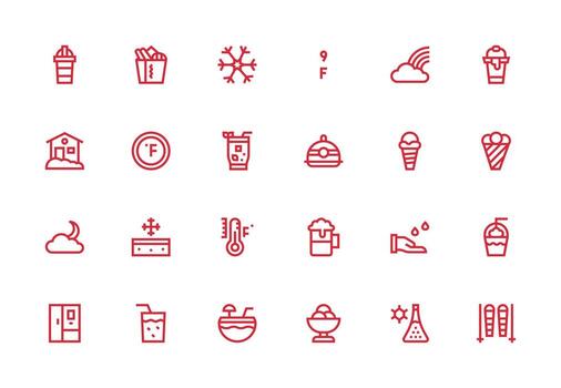 Cold Icon Collection with 24 Thick Line Line Designs Clean Icon Set Icon Pack for UI Projects vector