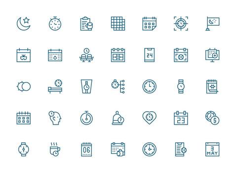regular limpiar línea estilo calendario íconos con 35 vectores web y aplicación icono paquete colección