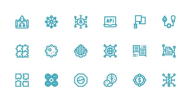 18 Strong Stroke Line Style Icons from Integration Collection Neat Icon Set vector