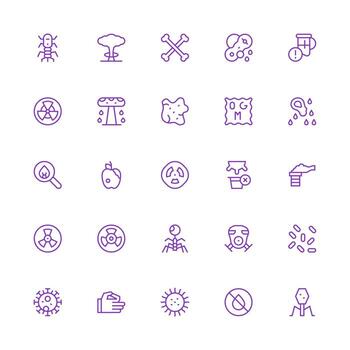 25 Medium Stroke Outline Style Icons from Contamination Collection Icons Built for Visual Consistency Pack vector