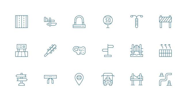 autopista presentando 18 íconos en mínimo línea diseño listo para la interfaz de usuario icono colección vector