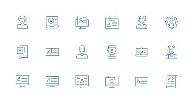 cuenta detalles icono conjunto con 18 mínimo línea gráficos escalable icono paquete vector