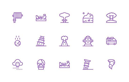 15 Regular Line Style Icons from Disaster Collection Display Icon Pack vector