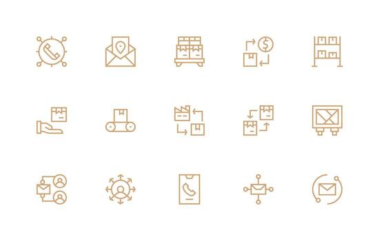 Regular Line Style Inbound Icons with 15 Vectors Compact Icon Set