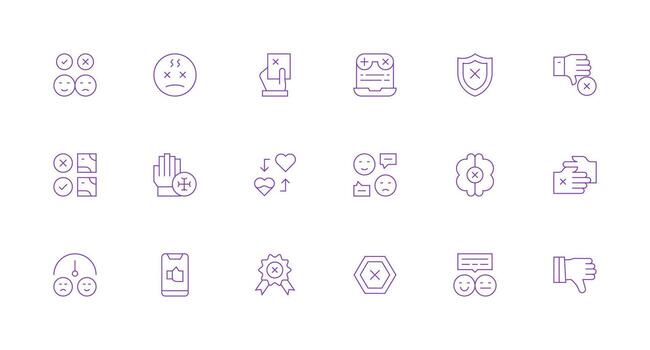 18 Minimal Line Icons for Disapproval Graphics UI-Ready Icon Collection vector