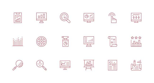 Metrics Icon Collection with 18 Minimal Line Designs Digital Product Icons for Fast Delivery vector