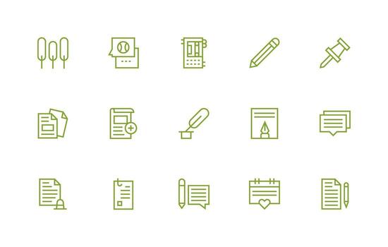 15 Regular Line Icons for Note Graphics App Icon Pack vector