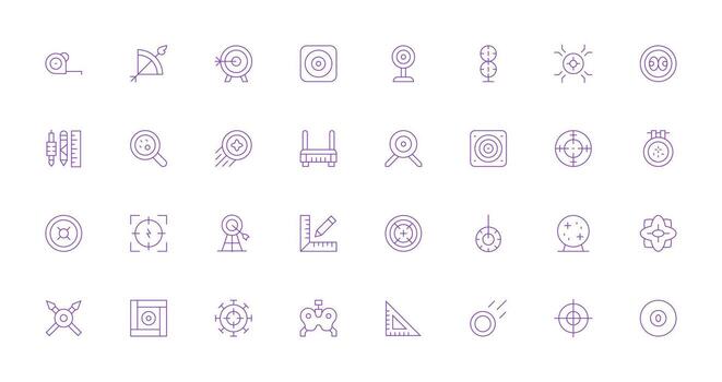 32 íconos para exactitud en Delgado línea formato listo para la interfaz de usuario icono colección vector