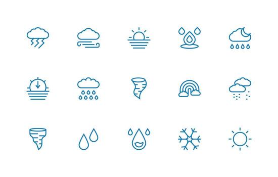 Weather Icon Icon Collection with 15 Regular Line Designs Full Icon Library for UI Designers vector