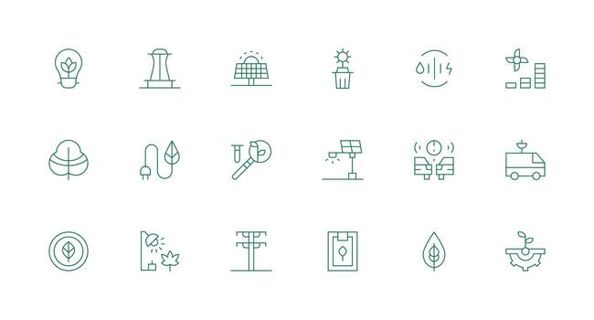 Renewable featuring 18 Icons in Minimal Line Design Quick Access Icons for UI Development vector