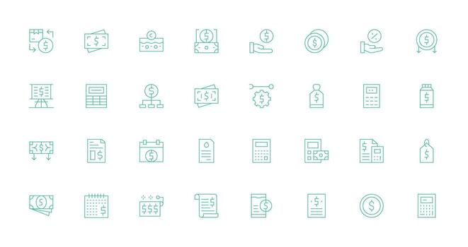 Thin Line Style Cost Icons with 32 Vectors Icon Pack for UI