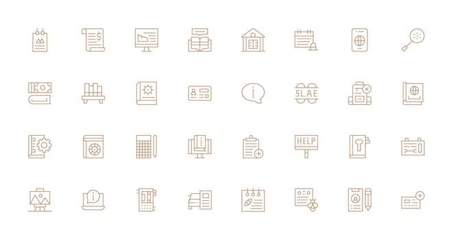 Documentation Icon Collection with 32 Thin Line Designs Organized Icon Pack for Quick Access vector