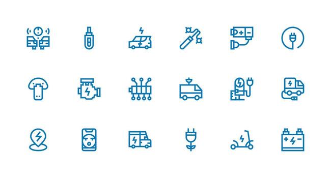 Strong Stroke Line Icons from Charging Set with 18 Vectors Full Icon Library for UI Designers