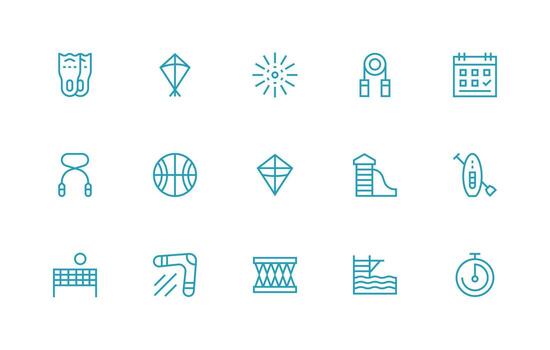 Activity featuring 15 Icons in Regular Line Design Fully Editable Icon Set for Web vector