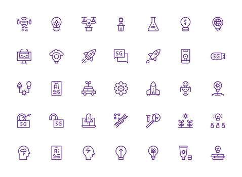 Innovation Icon Set with 35 Regular Clean Line Graphics Pixel Perfect Icon Set vector