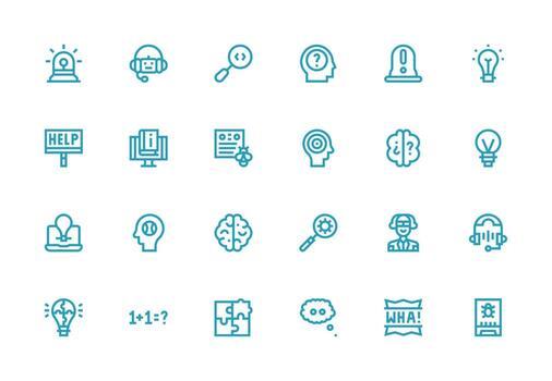 24 grueso línea línea diseños para problema resolviendo íconos icono conjunto vector