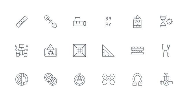 Engineering Icon Set with 18 Minimal Line Graphics High-Quality Icon Pack vector