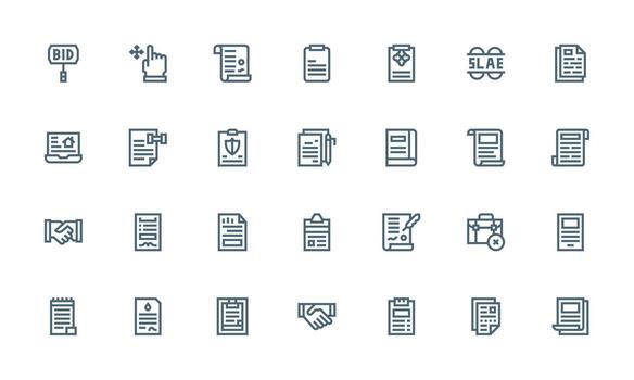 Bold Line Style Contract Icons with 28 Vectors All Device Compatible Icon Set