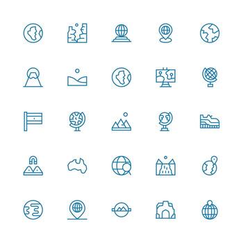 25 medio carrera contorno íconos para geografía gráficos equilibrado icono conjunto para funcional diseño vector