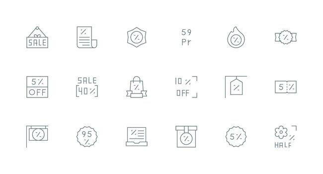 Markdown Icon Collection with 18 Minimal Line Designs Interface Icon Collection for Daily Projects vector