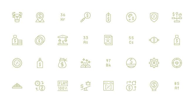 32 Delgado línea íconos para valor gráficos diseño Listo icono conjunto para equipos vector