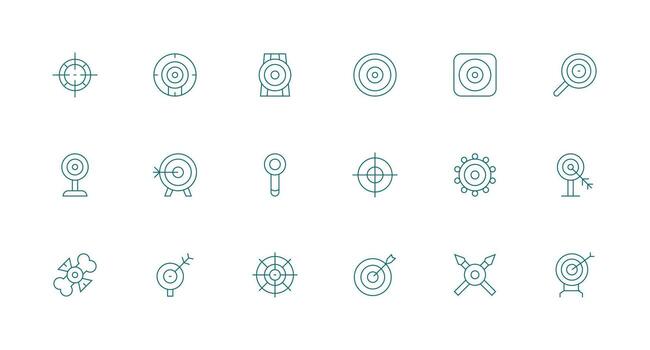 18 Minimal Line Icons for Bullseye Graphics Organized Pack for Project Assets vector