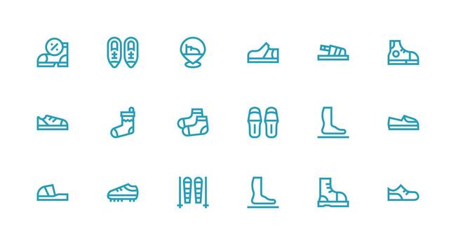 calzado icono colección con 18 fuerte carrera línea diseños rápido acceso íconos para ui desarrollo vector