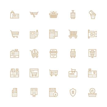 25 Medium Stroke Outline Style Icons from Checkout Collection Multi-Purpose Icon Set vector