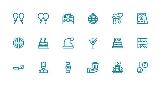 Festive Icon Set with 18 Strong Stroke Line Graphics Design Ready Icon Set for Teams vector