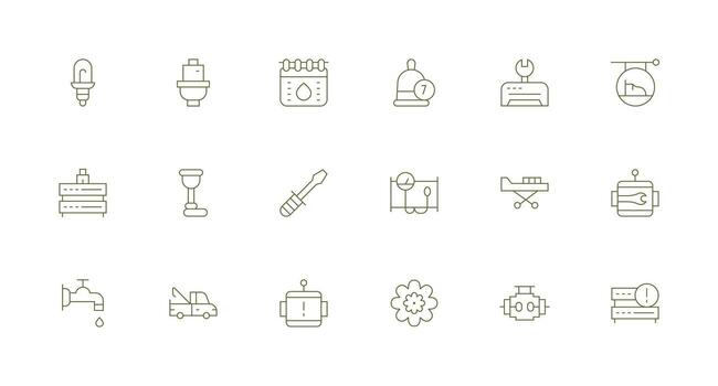 18 Minimal Line Icons for Maintenance Graphics Complete Icon Bundle for Web Design vector