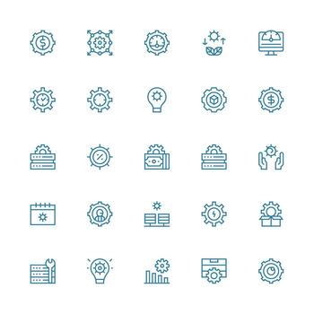 25 Medium Stroke Outline Icons for Optimization Graphics Flat Icon Set vector