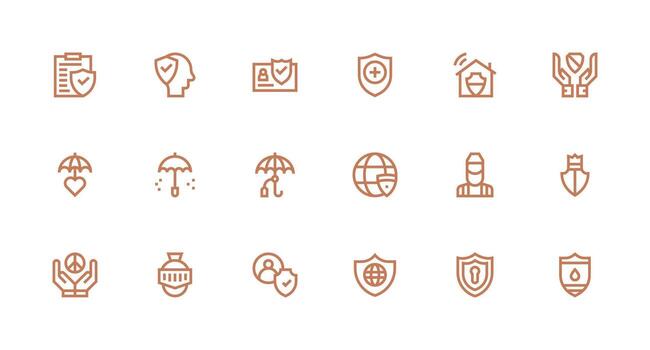 18 Strong Stroke Line Icons for Shield Graphics Neat Icon Set vector