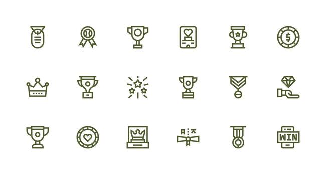 18 Strong Stroke Line Style Icons from Prize Collection Flexible Icon System for Web Interfaces vector