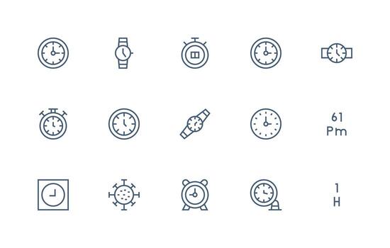 Hour Visual Pack containing 15 Regular Line Icons Smart Icon Collection vector