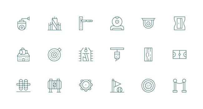 perímetro presentando 18 íconos en mínimo línea diseño rápido acceso íconos para ui desarrollo vector