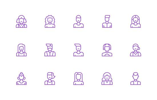 regular línea estilo persona icono íconos con 15 vectores icono conjunto para proyectos
