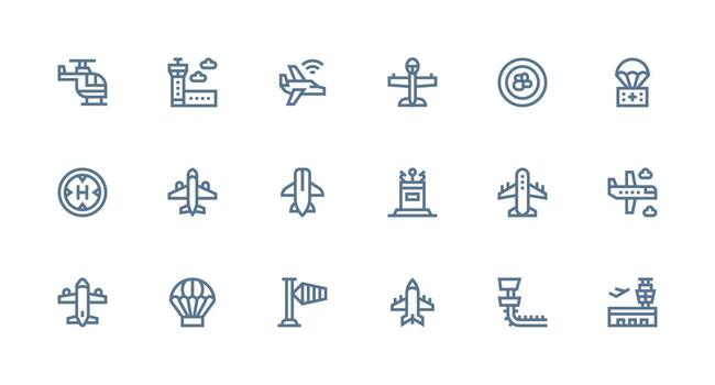 aviación conjunto con 18 fuerte carrera línea íconos limpiar icono conjunto icono paquete para ui proyectos vector