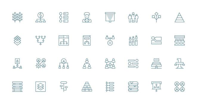Hierarchy Design Icons featuring 32 in Thin Line Style Interface Icon Collection for Daily Projects vector